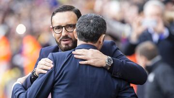 Bordalás, abrazado a Valverde el pasado domingo.