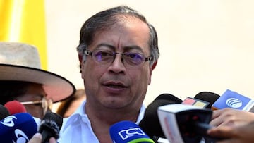 Colombian President Gustavo Petro speaks to reporters during the XXVIII Ibero-American Summit of Heads of State and Government at the Dominican Foreign Ministry building in Santo Domingo, on March 25, 2023. (Photo by Federico Parra / AFP) (Photo by FEDERICO PARRA/AFP via Getty Images)