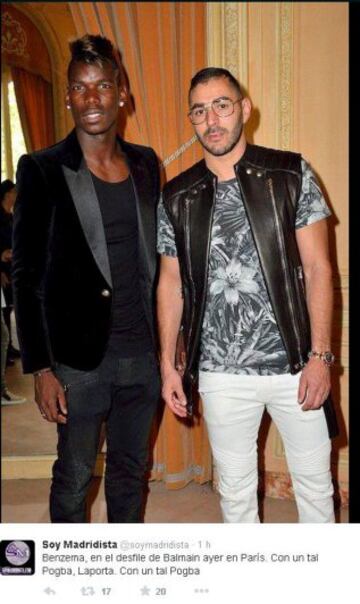 Pogba y Benzema en un desfile de moda. 