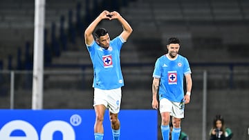 Angel Sepulveda celebrates his goal 2-0 of Cruz Azul during the round one second leg match between Cruz Azul and Real Hope as part of the CONCACAF Champions Cup 2025, at Olimpico Universitario Stadium on February 11, 2025 in Mexico City, Mexico.