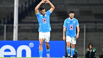 Angel Sepulveda celebrates his goal 2-0 of Cruz Azul during the round one second leg match between Cruz Azul and Real Hope as part of the CONCACAF Champions Cup 2025, at Olimpico Universitario Stadium on February 11, 2025 in Mexico City, Mexico.
