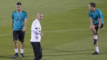 Ceballos y Marcos Llorente, en un entrenamiento del Real Madrid. 