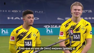 Haaland recuerda a Cristiano y la reacción de Sancho a su golazo