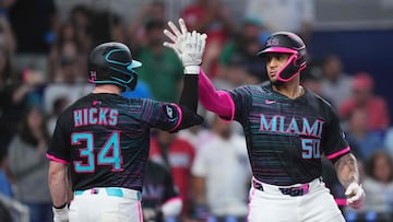 El exjugador de ligas menores de New York, que llegó a Miami en el canje de Jazz Chisholm Jr., castigó a su antiguo equipo con dos home runs.