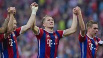 Los jugadores del Bayern celebran la victoria ante el Hertha.