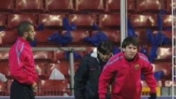 <b>SIN FRÍO. </b>El Barça se ejercitó en el estadio Parken de Copenhague a una temperatura de unos ocho grados.