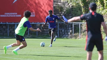 Thomas, en un partidillo del Atl&eacute;tico. 