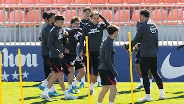 Barrios, en el entrenamiento del Atlético.