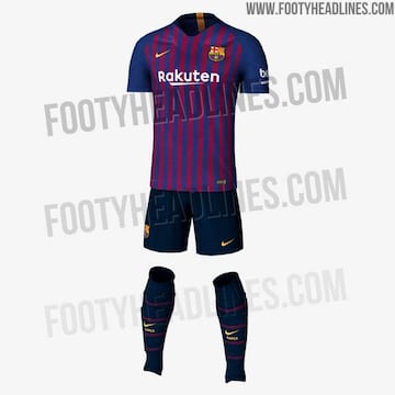 Posible dise&ntilde;o de la primera camiseta del FC Barcelona para la temporada 2018-2019.