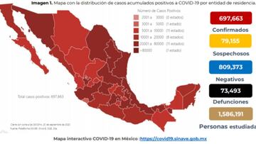 Mapa y casos de coronavirus en México por estados hoy 21 de septiembre