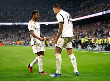 Joselu y Rodrygo, con el Real Madrid. 