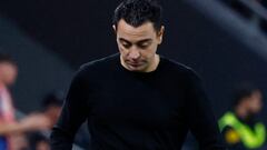 Soccer Football - Copa del Rey - Quarter Final - Athletic Bilbao v FC Barcelona - San Mames, Bilbao, Spain - January 24, 2024 FC Barcelona coach Xavi reacts REUTERS/Vincent West