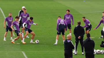 Los jugadores del Real Madrid, durante su ¨²ltimo entrenamiento.
