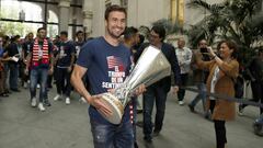 Gabi, durante la &uacute;ltima recepci&oacute;n en el Ayuntamiento tras ganar la Europa League.