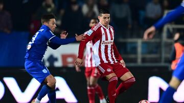 James Rodríguez durante un partido con Olympiacos por la Liga Griega.