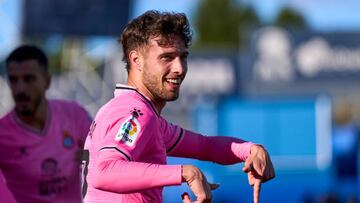 GETAFE, SPAIN - JANUARY 15: Javi Puado of RCD Espanyol celebrates after scoring his team's seond goal during the LaLiga Santander match between Getafe CF and RCD Espanyol at Coliseum Alfonso Perez on January 15, 2023 in Getafe, Spain. (Photo by Diego Souto/Quality Sport Images/Getty Images)