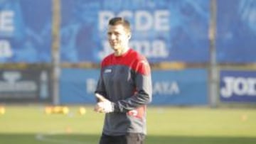 Constantin Galca, este mi&eacute;rcoles, en su primer entrenamiento en Sant Adri&agrave; con el Espanyol.