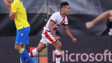 Falcao García celebrando un gol con Rayo Vallecano.