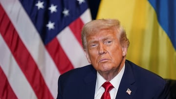 U.S. President Donald Trump reacts as he meets with Ukrainian President Volodymyr Zelenskiy (not pictured) during the 80th United Nations General Assembly, in New York City, New York, U.S., September 23, 2025. REUTERS/Al Drago