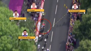 Gaviria y Greipel, relegados por su enganch¨®n en el sprint