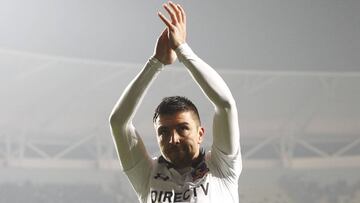 Futbol, Iberia vs Colo Colo.
 El jugador de Colo Colo, Gonzalo Fierro, celebra su gol contra Iberia durante el partido por octavos de final de Copa Chile disputado en el estadio Bicentenario Ester Roa de Concepcion, Chile.
 30/08/2017
 Dragomir Yankovic/P