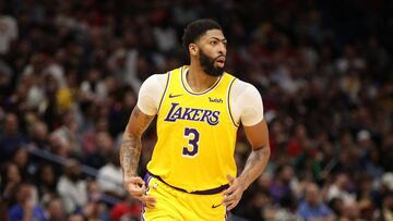 NEW ORLEANS, LOUISIANA - NOVEMBER 27: Anthony Davis #3 of the Los Angeles Lakers reacts during the game against the New Orleans Pelicans at Smoothie King Center on November 27, 2019 in New Orleans, Louisiana. NOTE TO USER: User expressly acknowledges and agrees that, by downloading and/or using this photograph, user is consenting to the terms and conditions of the Getty Images License Agreement Chris Graythen/Getty Images/AFP
== FOR NEWSPAPERS, INTERNET, TELCOS & TELEVISION USE ONLY ==