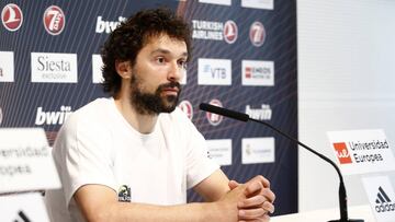 Sergio Llull, base del Real Madrid, durante una rueda de prensa.