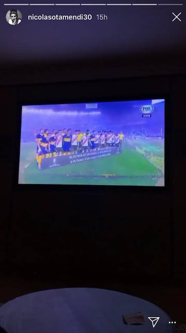 Otamendi festejó el triunfo de River sobre Boca desde Manchester