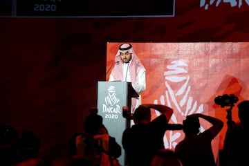 El Principe Abdulaziz bin Turki Al-Faisal, presidente de la autoridad general para el deporte en Arabia Saudí, durante la presentación del Dakar 2020.