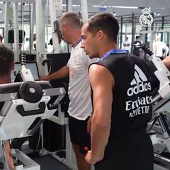 El 'pique' de Carvajal y Lucas en el exigente ejercicio de gimnasio de Pintus: "¡Buena, bicho!"