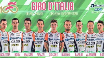 El equipo Bardiani present&oacute; su lista de 9 corredores para el Giro de Italia.