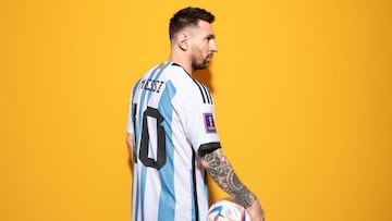 DOHA, QATAR - NOVEMBER 19: Lionel Messi of Argentina poses during the official FIFA World Cup Qatar 2022 portrait session on November 19, 2022 in Doha, Qatar. (Photo by David Ramos - FIFA/FIFA via Getty Images)