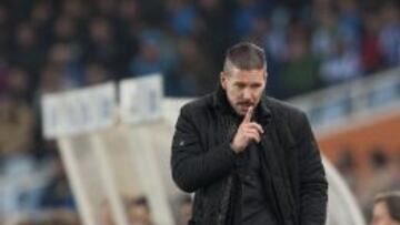Simeone, en una imagen del partido en Anoeta.