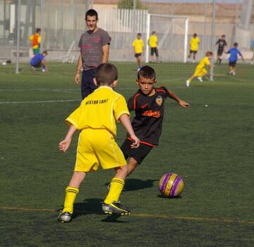 Rubén Iranzo, con 7 año, el día de su primer entrenamiento con el Valencia.