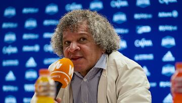 Alberto Gamero en rueda de prensa después del triunfo de Millonarios sobre Santa Fe en el clásico.