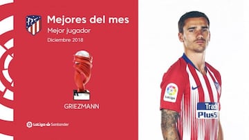 Griezmann, mejor jugador del mes de diciembre.