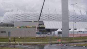El estadio de Recife presentaba ayer este aspecto. El domingo debe acoger el partido de España.