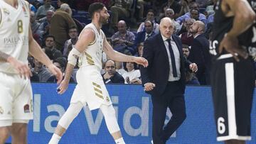 Pablo Laso, durante el partido de la Euroliga que ha enfrentado al Real Madrid y al Asvel