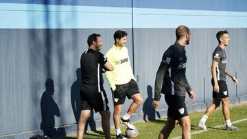 ENTRENO DEL MALAGA CF, VICTOR SANCHEZ DEL AMO JUNTO A JOSEMI