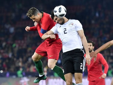 Cristiano Ronaldo (Portugal) marcando el segundo gol a Egipto. 158 minutos. 3.473 km