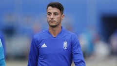 Sergio Tejera durante un ejercicio con el Real Oviedo.