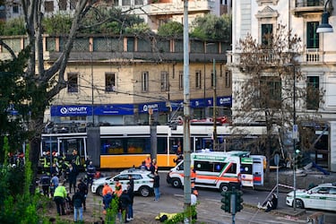 Accidente de tranvía en Milán.