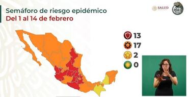 Mapa del semáforo epidemiológico en México del 1 al 14 de febrero