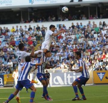 Trofeo Teresa Herrera. Deportivo de la Coru?a - Real Madrid. 0-3. Casemiro marca el tercer gol en un remate de cabeza.