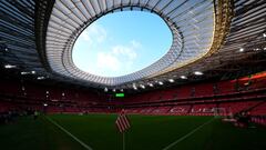 BILBAO, SPAIN - APRIL 04: General view inside the stadium prior to the Copa Del Rey Semi Final Second Leg match between Athletic Club and Osasuna at Estadio de San Mames on April 04, 2023 in Bilbao, Spain. (Photo by Juan Manuel Serrano Arce/Getty Images)