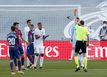 Militao sent off after bringing down Sergio León