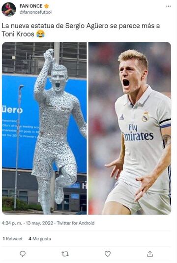 memes graciosos sobre la estatua de Agüero y su parecido con Toni Kroos