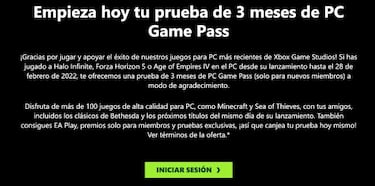 Consigue 3 meses de PC Game Pass gratis si has jugado a Halo, Forza Horizon o AoE 4