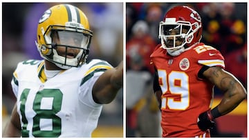 Randall Cobb, ex de los Green Bay Packers, y Eric Berry, ex de los Kansas City Chiefs. 