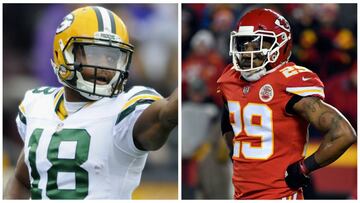 Randall Cobb, ex de los Green Bay Packers, y Eric Berry, ex de los Kansas City Chiefs.